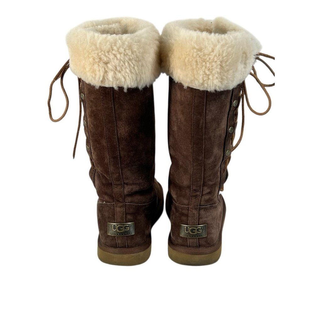 UGG Upside Shearling Cuff Winter Boots Womens Size‎ 7 EUR 38 Chestnut - Picture 4 of 8